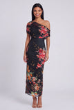 Ivory One Shoulder Sheath Printed Maxi Floral Dress