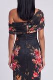 Ivory One Shoulder Sheath Printed Maxi Floral Dress