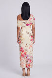 Ivory One Shoulder Sheath Printed Maxi Floral Dress