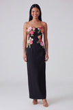 Light Yellow Strapless Sheath Long Floral Dress