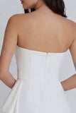 Ivory Strapless Bodycon Ruched Graduation Dress with Ruffles