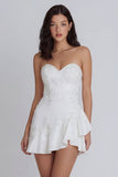 Ivory Sweetheart A-Line Appliqued Beaded Graduation Dress with Ruffles