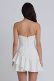 Ivory Sweetheart A-Line Appliqued Beaded Graduation Dress with Ruffles