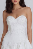 Ivory Sweetheart A-Line Appliqued Beaded Graduation Dress with Ruffles
