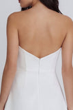 Strapless Bodycon Ruched White Graduation Dress with Slit