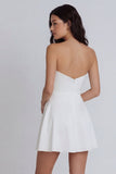 A-Line Sweetheart Ivory Ruched Satin Graduation Dress