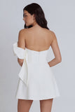 Ivory A-Line Strapless Bridal Shower Dress with Bow