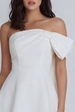 Ivory A-Line Strapless Bridal Shower Dress with Bow