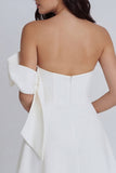 Ivory A-Line Strapless Bridal Shower Dress with Bow