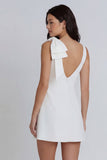 Ivory Bodycon Round Neck Ruched Bridal Shower Dress with Bow