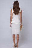 Ivory V-Neck One-Button 2-piece Sheath Work Suits