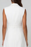 White Single Breasted A Line Notched Lapel Short Work Dress