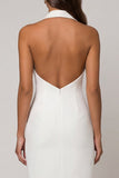 White Sheath Peaked Lapel Double Breasted Asymmetrical Work Dress