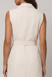 Ivory Peaked Lapel Double-breasted Short Work Dress with Belt