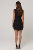 Black Bodycon Notched Lapel Double Breasted Short Work Dress