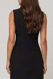 Black Bodycon Notched Lapel Double Breasted Short Work Dress