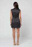 Black Polka Dots Peaked Lapel Double Breasted Short Work Dress