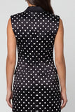 Black Polka Dots Peaked Lapel Double Breasted Short Work Dress