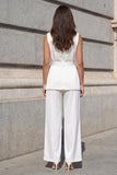White Shawl Lapel 2-piece Women Suits with Belt