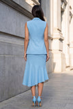 White Notched Lapel 2 Piece Asymmetrical Work Dress