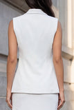 White Notched Lapel 2 Piece Asymmetrical Work Dress