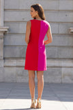 Fuchsia and Red Sheath Sleeveless Midi Work Dress