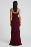 Burgundy Sweetheart Mermaid Long Evening Dress with Slit
