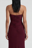 Burgundy Sweetheart Mermaid Long Evening Dress with Slit