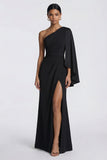 Black One Shoulder Mermaid Long Mermaid with Slit