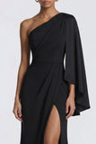 Black One Shoulder Mermaid Long Mermaid with Slit
