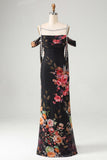 Ivory Cold Shoulder Mermaid Printed Maxi Floral Dress with Sash