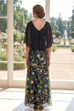A-Line Black Embroidered Long Mother Of the Bride Dress
