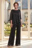 Black 2 Piece Asymmetrical Mother Of the Bride Dress