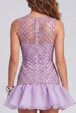 Sparkly Lilac Bodycon Short Sequin Cocktail Dress with Ruffles