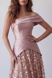 One Shoulder Light Purple A Line Long Evening Dress with Sequins