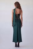 Dark Green Mermaid Spaghetti Straps Maxi Dress with a Neck Scarf