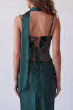 Dark Green Mermaid Spaghetti Straps Maxi Dress with a Neck Scarf