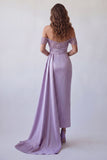 Light Purple Off The Shoulder Sheath Maxi Dress