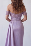 Light Purple Off The Shoulder Sheath Maxi Dress