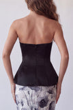 Black Strapless Sheath Printed Floral Dress