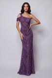One Shoulder Purple Mermaid Long Evening Dress