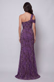 One Shoulder Purple Mermaid Long Evening Dress
