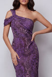 One Shoulder Purple Mermaid Long Evening Dress