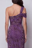 One Shoulder Purple Mermaid Long Evening Dress