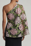 Black One Shoulder Floral Mermaid Long Mother of the Bride Dress with Slit