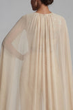 Champagne Applique Round Neck Mother of the Bride Jumpsuit with Cape