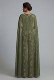 Eucalyptus Floral V-Neck Mother of the Bride Jumpsuit with Cape