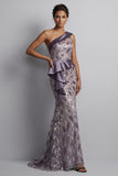 Sparkly Vintage Mauve Sequin Mermaid Long Mother of the Bride Dress with Ruffles