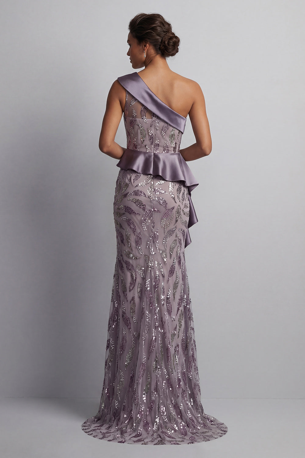 Sparkly Vintage Mauve Sequin Mermaid Long Mother of the Bride Dress with Ruffles