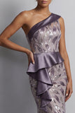 Sparkly Vintage Mauve Sequin Mermaid Long Mother of the Bride Dress with Ruffles